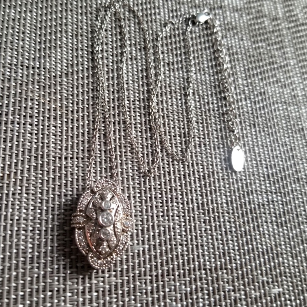 STERLING SILVER CZ ART DECO MILLGRAIN NAVETTE SET - RING AND PENDENT - STUNNING! - Picture 8 of 16
